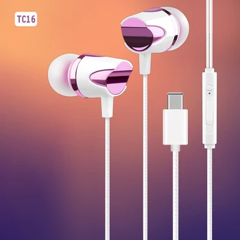 

TC-16 Wired USB Type C In Ear Earphone Soft Silicone Earbuds Subwoofer Mic Music Headset For Samsung S20 Ultral Xiaomi Huawei