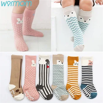 

WARMOM 0-4 Years Mid-calf Length Sock Pure Cotton Children Socks Printed Cartoon Pattern Fashion Stripe Socks Girls Boys Socks