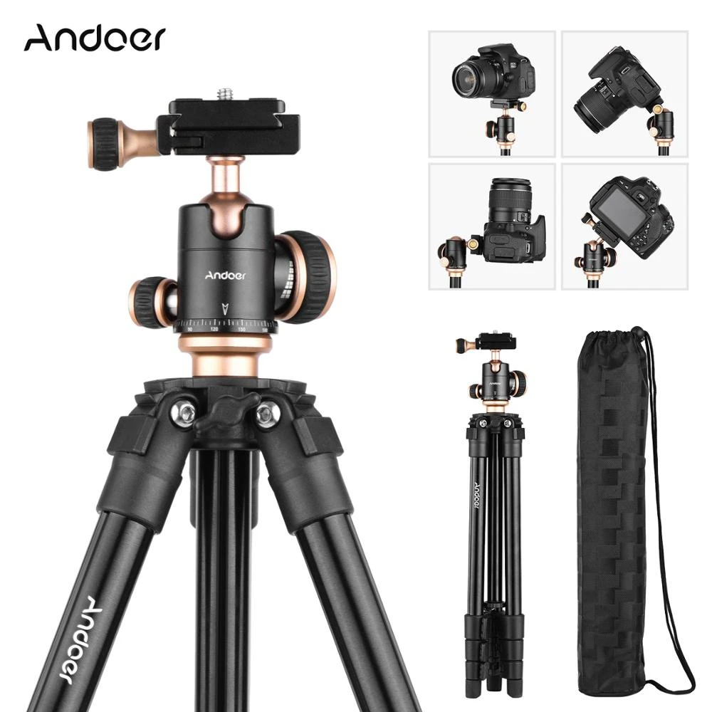 Andoer Q160sa Camera Tripod Complete Tripods With Panoramic Ballhead Bubble Level Adjustable
