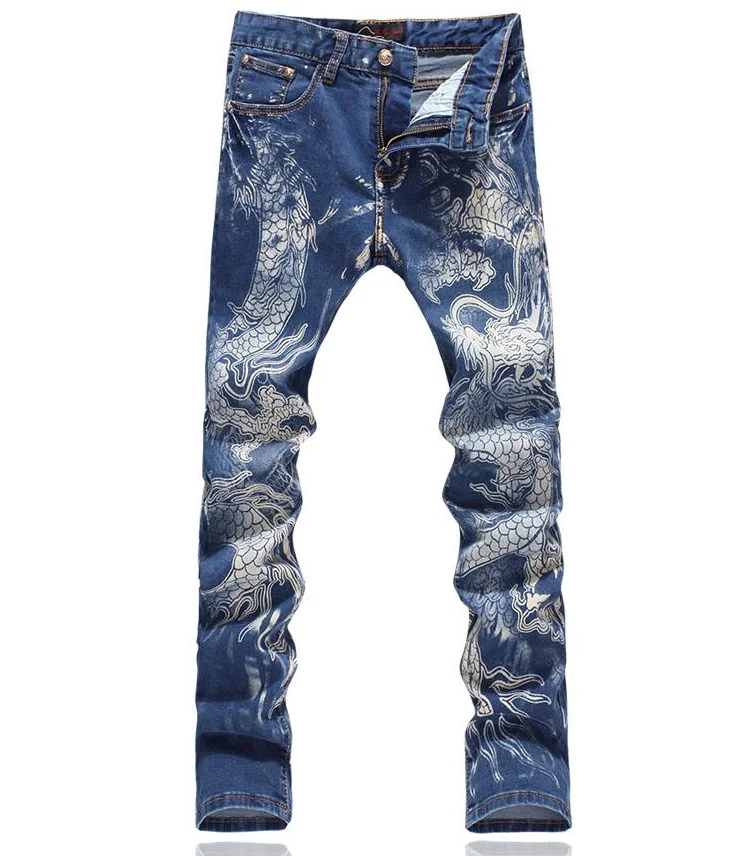Tattoo Design Blue Men's Jeans Male 