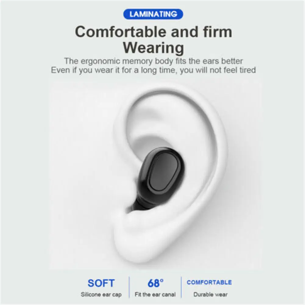 Bluetooth Wireless Headset TWS Mini in Ear Dual Earbuds Music Sport Earphones w Mic Charging Box for Apple iPhone Android