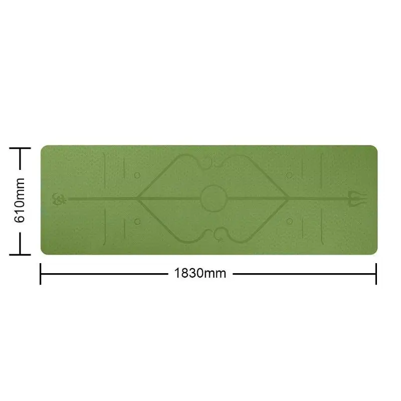 1830*610*6 мм TPE коврик для йоги с позиционной линией нескользящий коврик для спортзала Экологичные коврики для фитнеса и гимнастики для начинающих - Цвет: Зеленый