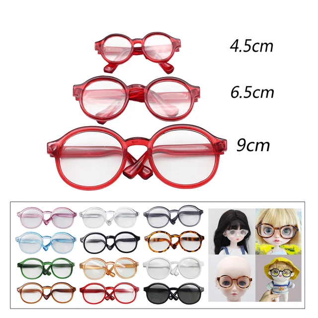 BJD 4.5cm 6.5cm 9cm transparent Plastic Glasses For 1/8 1/6 1/3 BJD,Blythes,MSD SD,Plush EXO Doll sunglasses Free shipping 1