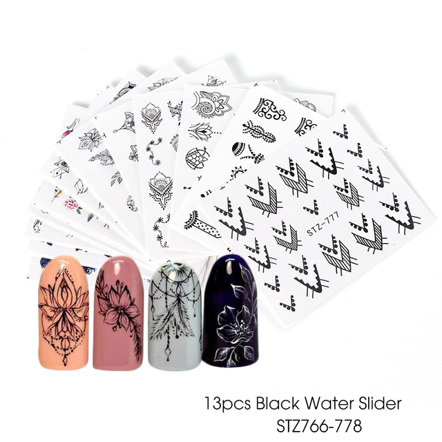Mixed Stickers for Nails Rose Flowers Butterfly Water Decals Nail Art Decoration Slider Polish Foil Paper Tips CHSTZ930-969