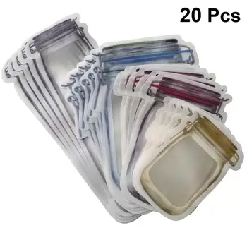 

20PCS Reclosable Zipper Zealed Sealing Bag Jar Pattern Snacks Storage Bags Treat Bags Food Storage Pouch
