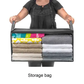

Large Capacity Clothing Storage Bag With Handle Folding Zipper Clothing Home Storage Organizer Closure Bag Dustproof Storag O4S1