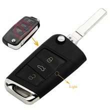 Kutery 3 Buttons Replacement Modified Flip Folding Remote Car Key Shell Case For VW Golf 4 5 Passat B5 B6 Polo Touran