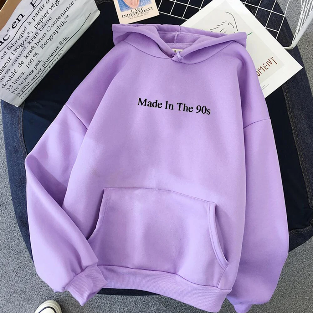 Cool Oversized Women Hoodies Made In The 90s Letter Print Sweatshirt Womens Winter Warm Streetwear Pullovers Thick Hoodie 1
