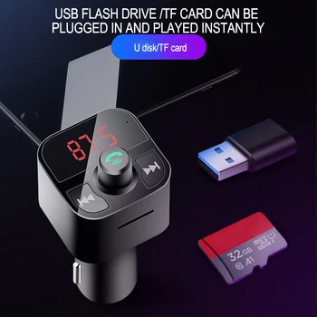 

B5 Car Kit Bluetooth FM Transmitter Car MP3 Audio Player Handsfree 5V 2.1A Dual USB Phone Charging in car LN Travel Portable