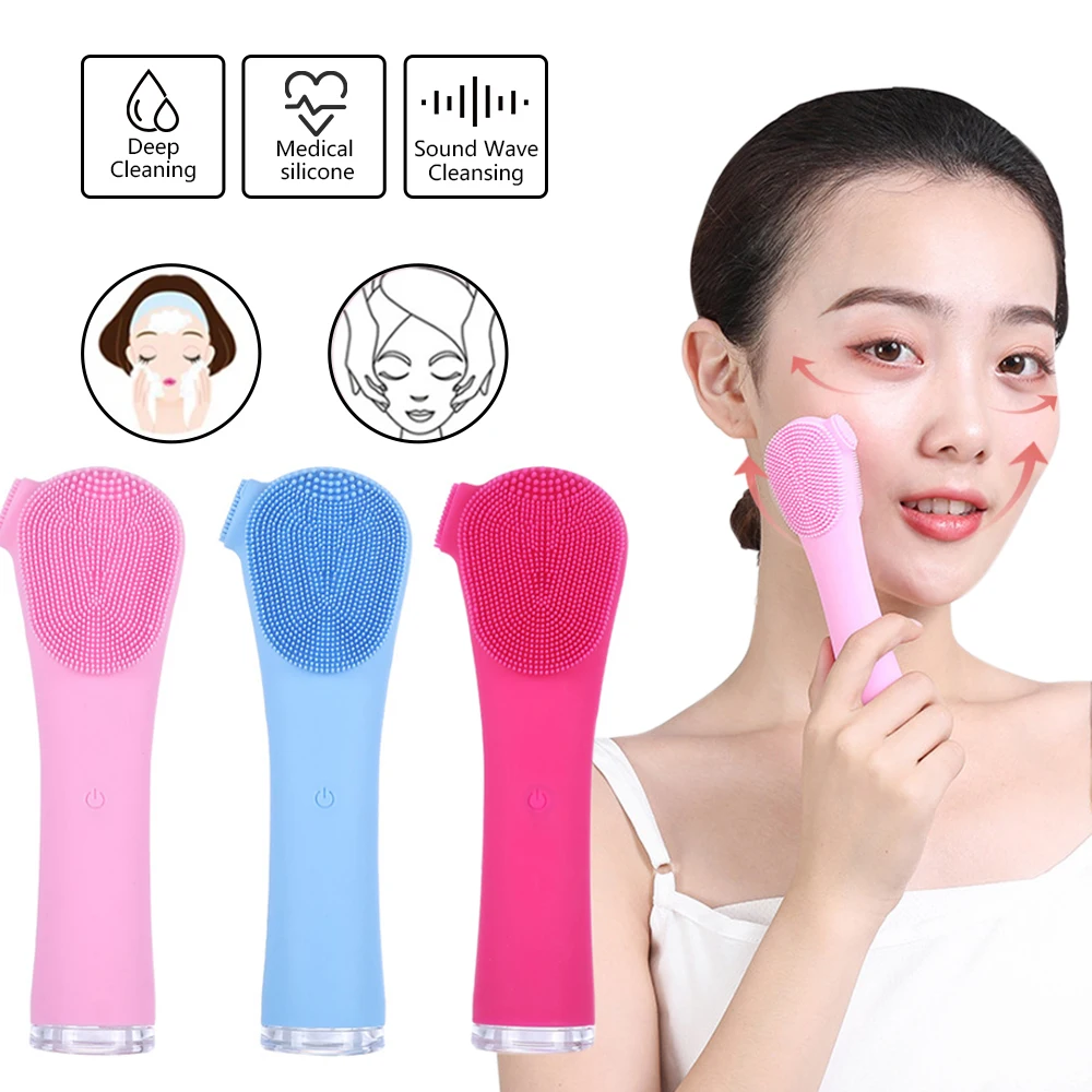 

Manooby Vibration Cleansing Instrument Skin Massager Mini Sonic Silicone Cleaning Cleaner Deep Pore Electric Brush Cleansing