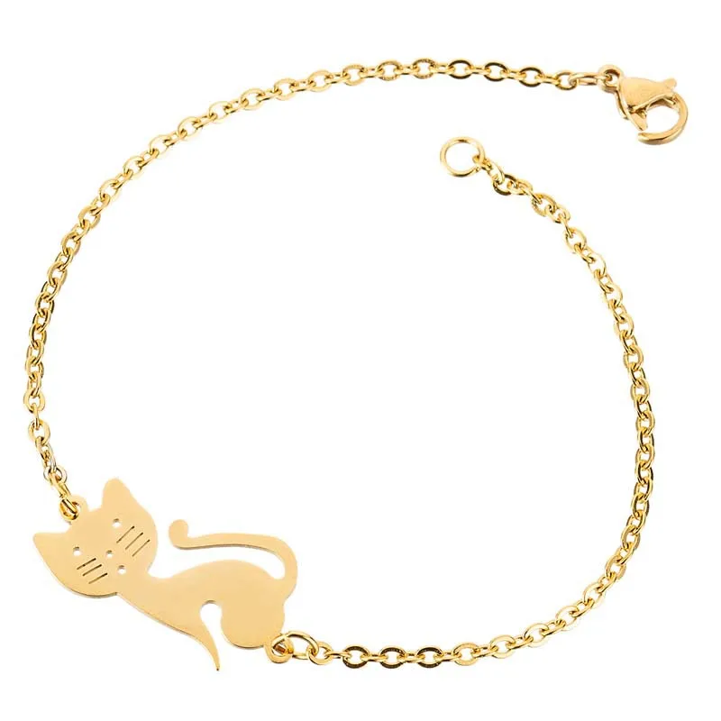 Дизайн милый кот браслет из нержавеющей стали кошка браслет аксессуары