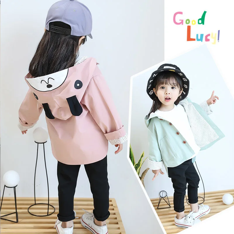 

2019 Kids' Overcoat Girls New Style Korean-style Cartoon Trench Coat Medium-small Case Baby Jacket Childrenswear Fashion