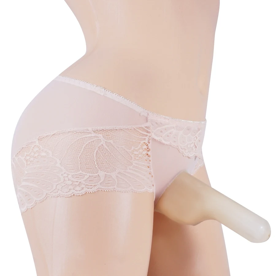 With Penis Sleeve Thin Sheer See Through Sissy Panties Sexy Floral Lace Men Lace Bikini Briefs Underwear Sissy Pouch Panties