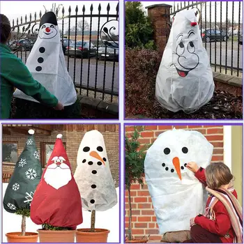 

Christmas Tree Cover Blanket Plant Covers Halloween Skull Head Freeze Protection Winter Warm New Year Gardening Decor