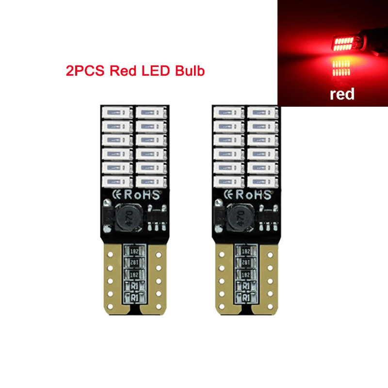 Red 2x T10 W5W 4015 24SMD Canbus Нет Ошибка светодиодный лампы 12V 6000K 194 168 5W5 светодиодный световой сигнал авто Клиренс клиновидный боковые лампы белого цвета - Испускаемый цвет: Red