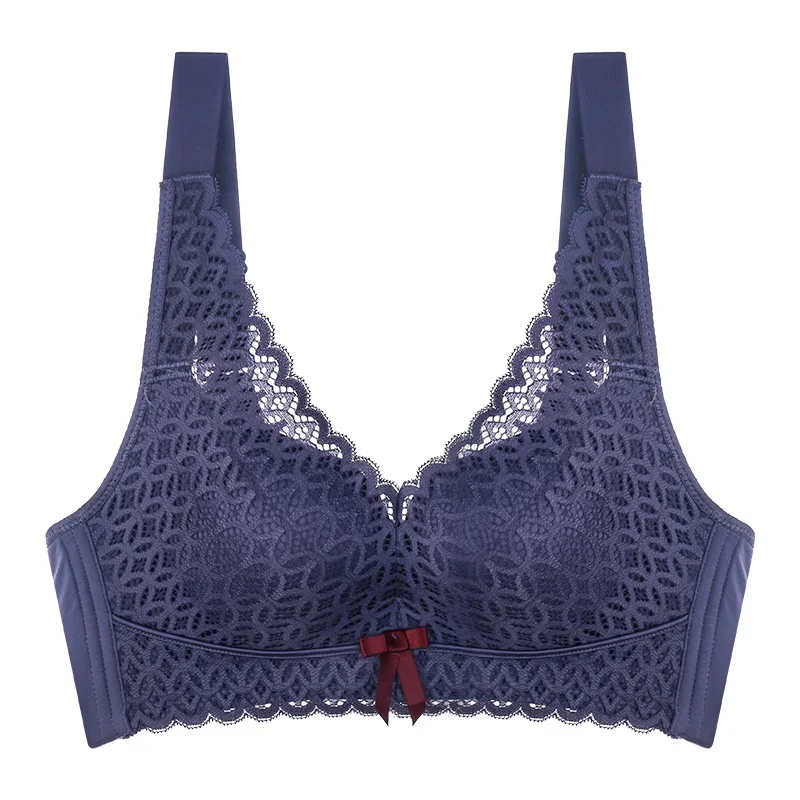 grey bra Meizimei, женские бюстгальтеры, кружевное белье, беспроводное нижнее белье, бюстгальтер размера плюс, без косточек, для девушек, пуш-ап, bh, BCD, чашка 36, 38, 40, тонкий, 44 - Цвет: grey bra
