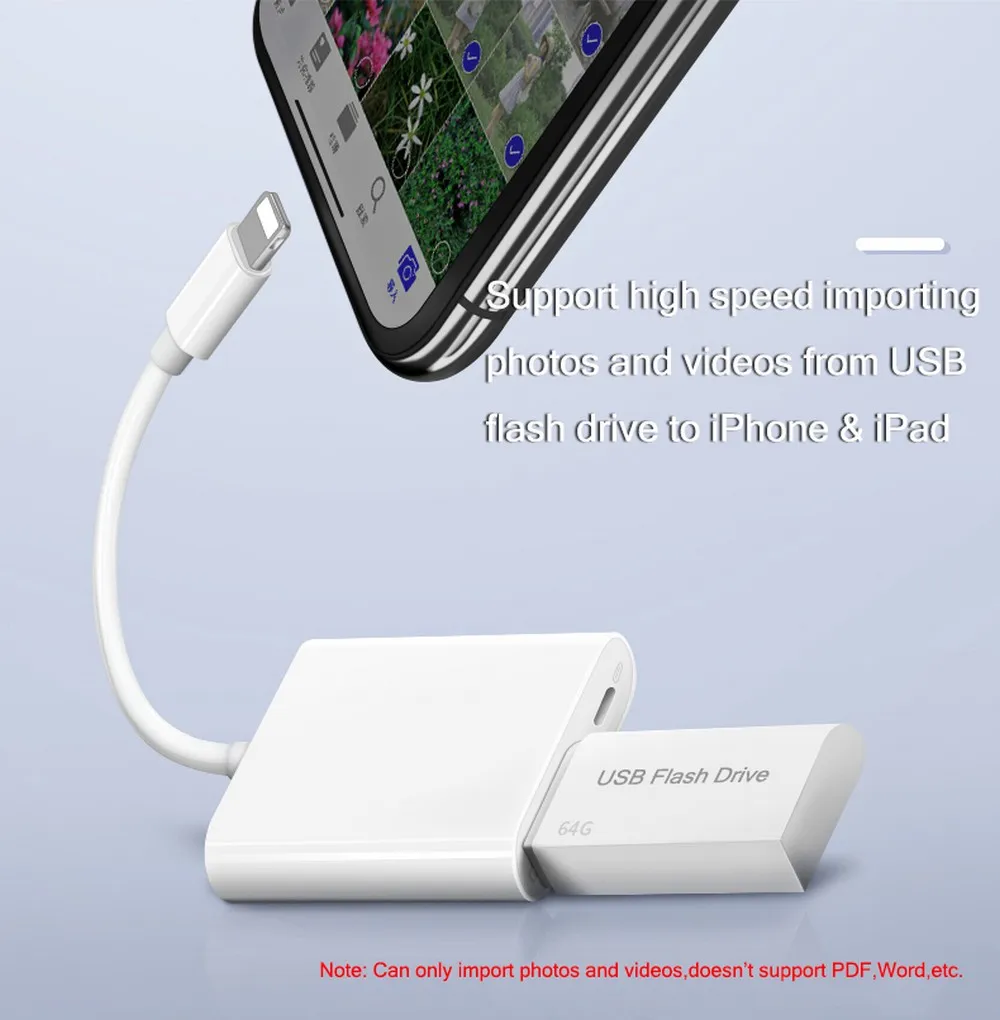 Для перехода от разъема Lightning к цифровая usb-камера OTG передачи данных разъём кабельный переходник высокого Мощность 500mA для iPad mini 2/3/4 Air iPhone X XR XS Max 8