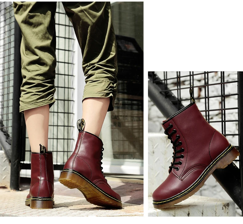 Ankle Boots Genuine Leather Autumn Winter Men's Women's Martin Boots Fashion Motorcycle Boots Outdoor Working Snow Boots