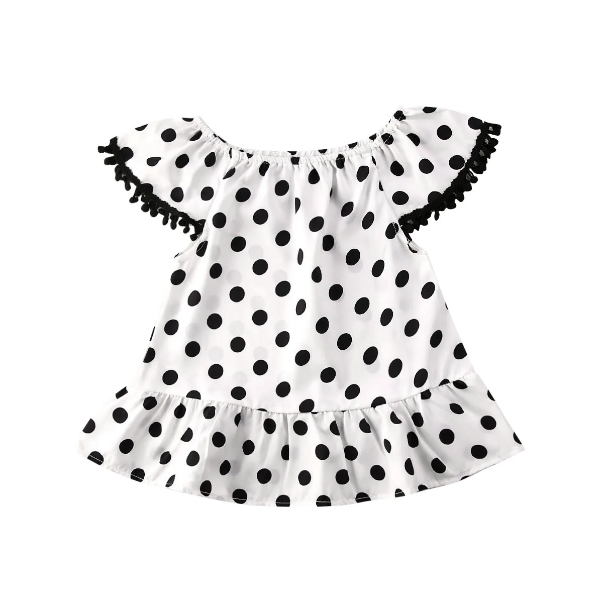 

AA New Toddler Baby Girl Dresses 2020 Tassels Off-Shoulder Polka Dots A Line Dress Ruffle Party Clothes Princess Dresses