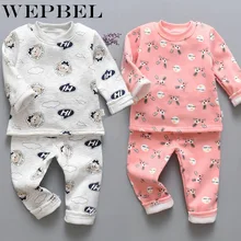 WEPBEL/зимнее детское термобелье; хлопковый Детский Теплый костюм; одежда для маленьких мальчиков и девочек; подштанники для детей; пижамы