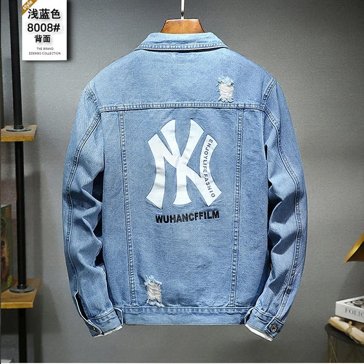 Mens Denim Jackets Hole Ripped Overcoats European America Fashion Cowboy Brand Coats Male Graffiti Jean Jacket Outerwear DS049 sport coat