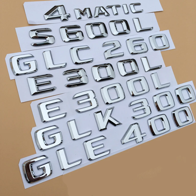 

Chrome Letter Number Emblem for Mercedes Benz A C E S CLA CLE CLS GLA GLC GLE GLS Car Styling Refitting Trunk Model Name Sticker