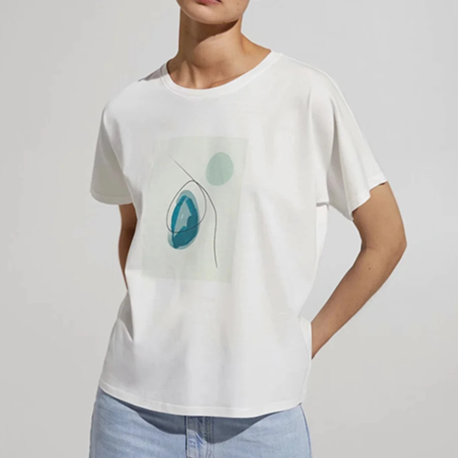 

Модная летняя футболка Elmsk в английском стиле с принтом, женская простая хлопковая Повседневная футболка с круглым вырезом в стиле Харадзюк...