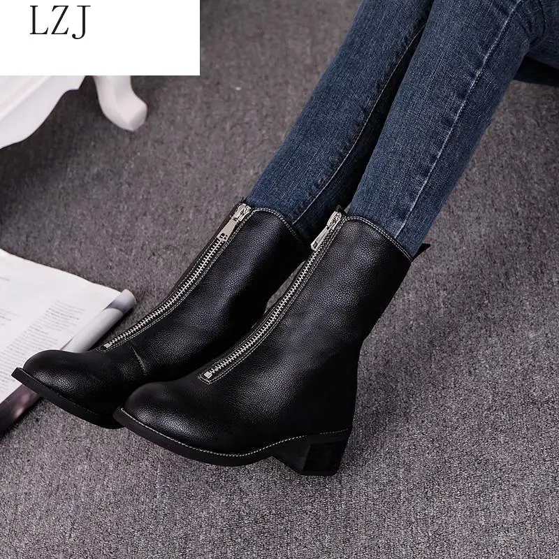 winter boots women's and ankle boots high quality pointed ladies boots leather fashion boots black sexy women's boots size