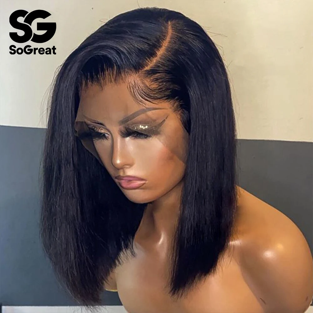 Bob Wig Lace Front Human Hair Wigs For Black Women Pre Plucked Brazilian  Short Natural 13x4 Straight HD Full Frontal Closure Wig|Human Hair Lace Wigs|  - AliExpress