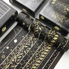 Mohamm 10 Pcs/lot Gold Foil Paper Scrapbooking Diy Masking Washi Tape Stationary School Supplies Kawaii