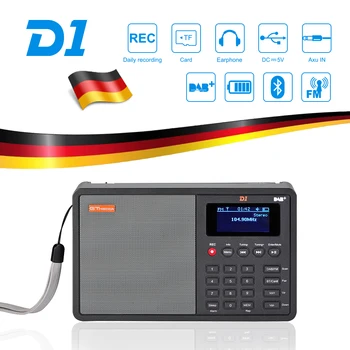 

GTMEDIA D1 Professional Portable Radio FM DAB Radio with LCD Display Alarm Clock with 18650 FM DAB+/FM+BT/Card/AUX Speaker