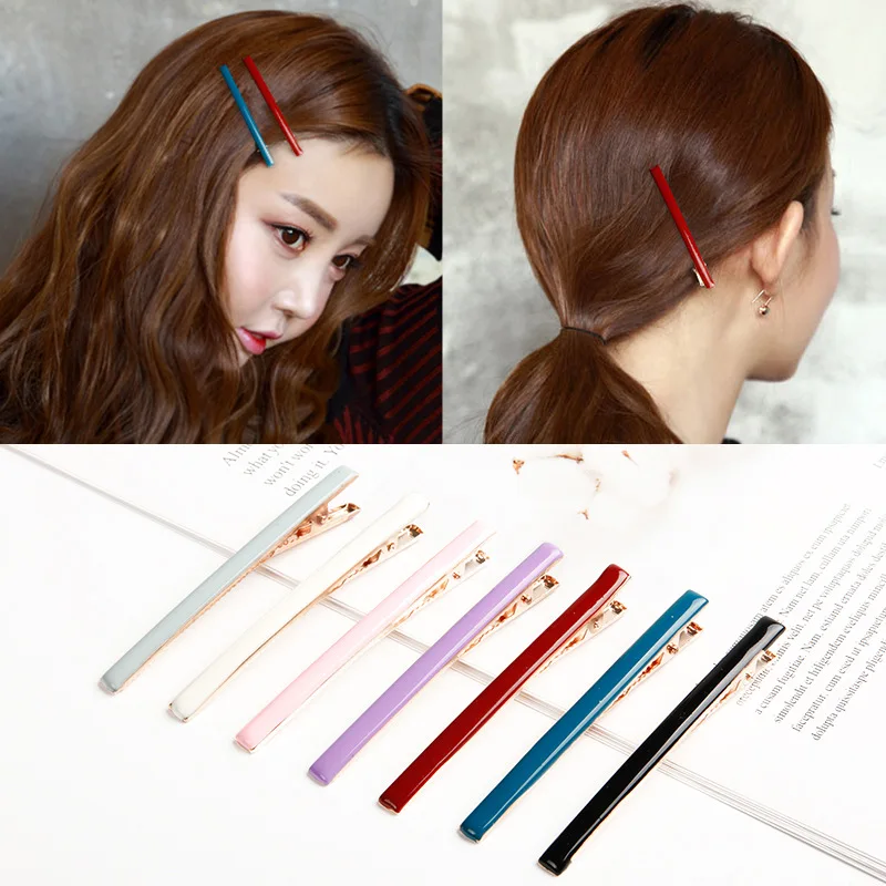 

2pcs/set Candy Color Hairpins Plastic Clip Barrettes for Women Bangs Side Hair Clips Hair Ornament Hair Tools Long 7.8cm