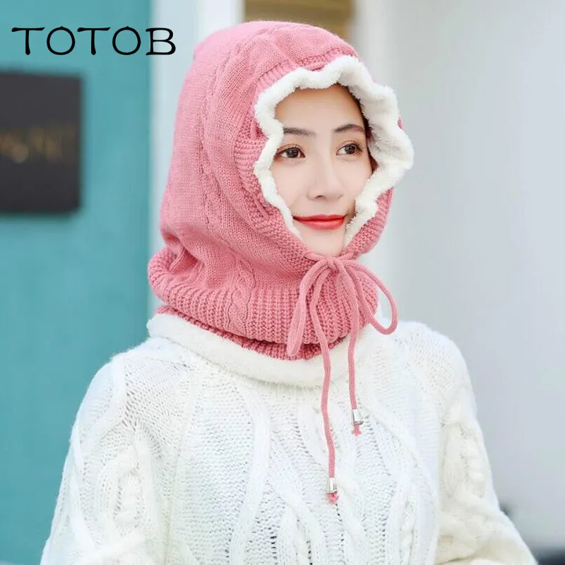 

Hat men and women winter Korean version of the tide wool hat outdoor riding knit pullover cap student neck care one warm hat
