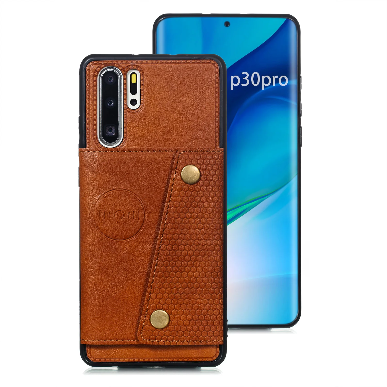 Держатель для карт, чехол-кошелек для huawei P30 mate 20 Honor 20 Pro P20 Lite Y9 Prime из искусственной кожи, карман на заднюю панель NOVA 5i PRO Etui - Цвет: Коричневый