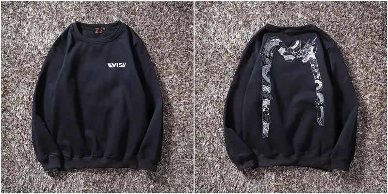 Аутентичный Evisu зимний мужской Повседневный свитер теплый дышащий модный хлопок плюс бархат с длинными рукавами Мужская Женская одежда для влюбленных