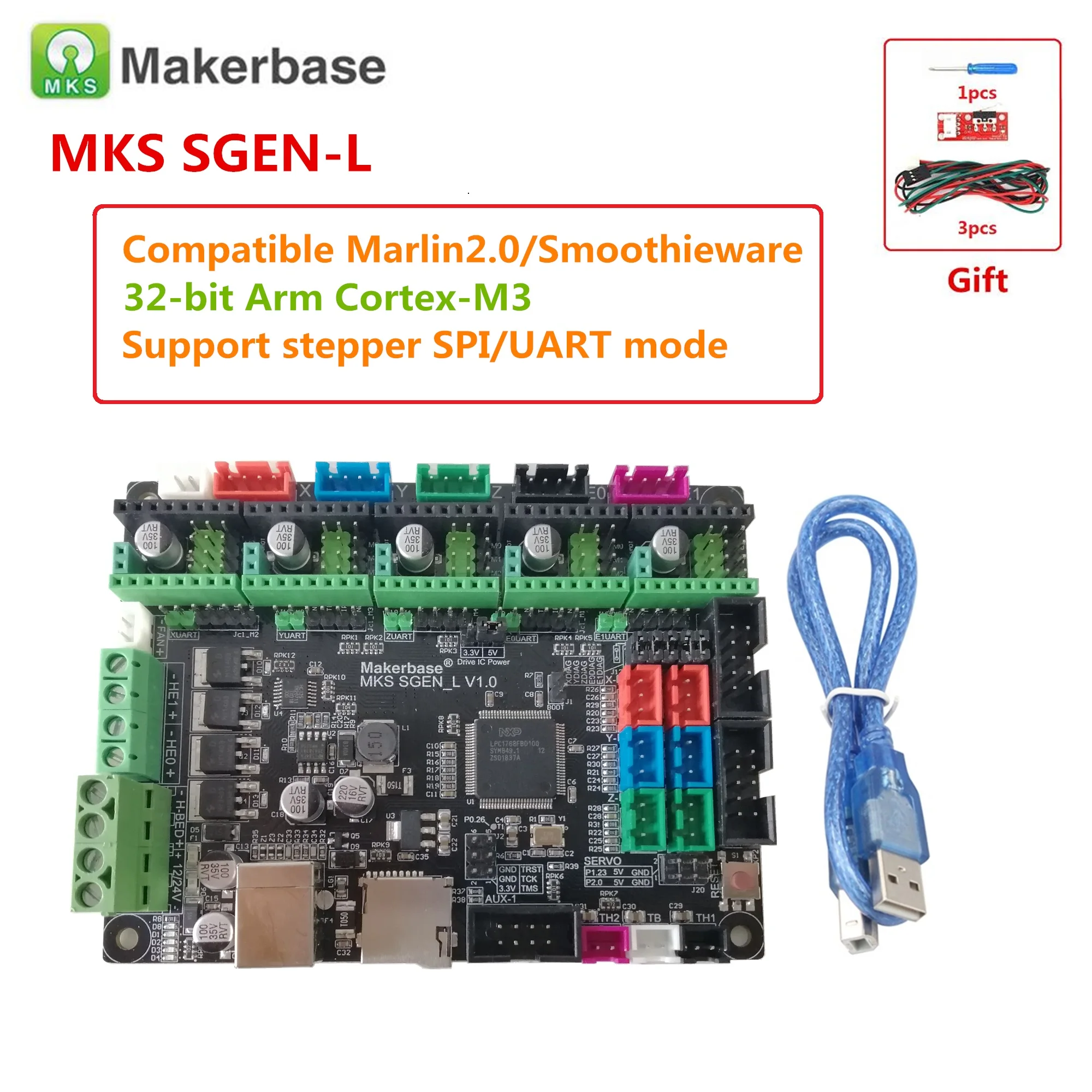 

MKS SGEN L 32-bit motherboard Smoothieboard compatible Smoothieware Marlin 2.0 similar SKR V1.3 3d printer replacement parts