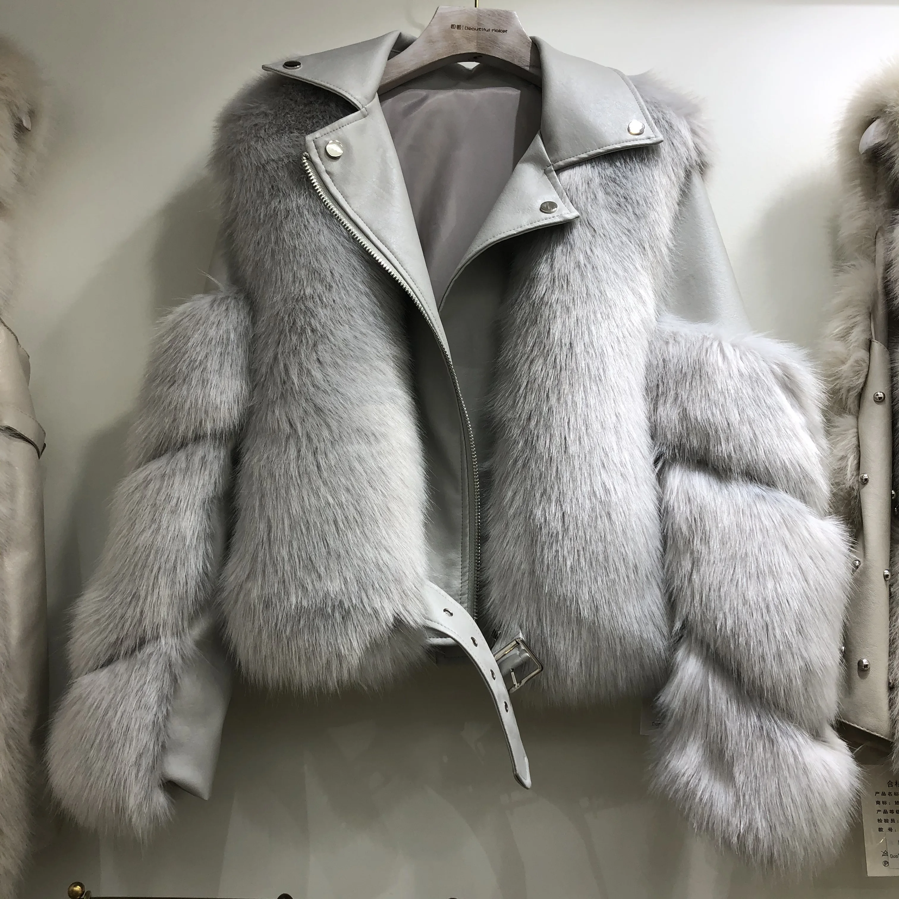 Меховая куртка Wonen, новая зимняя куртка из искусственного лисьего меха с длинным рукавом на молнии, Короткая Меховая куртка с локомотивом, Женское пальто высокого качества