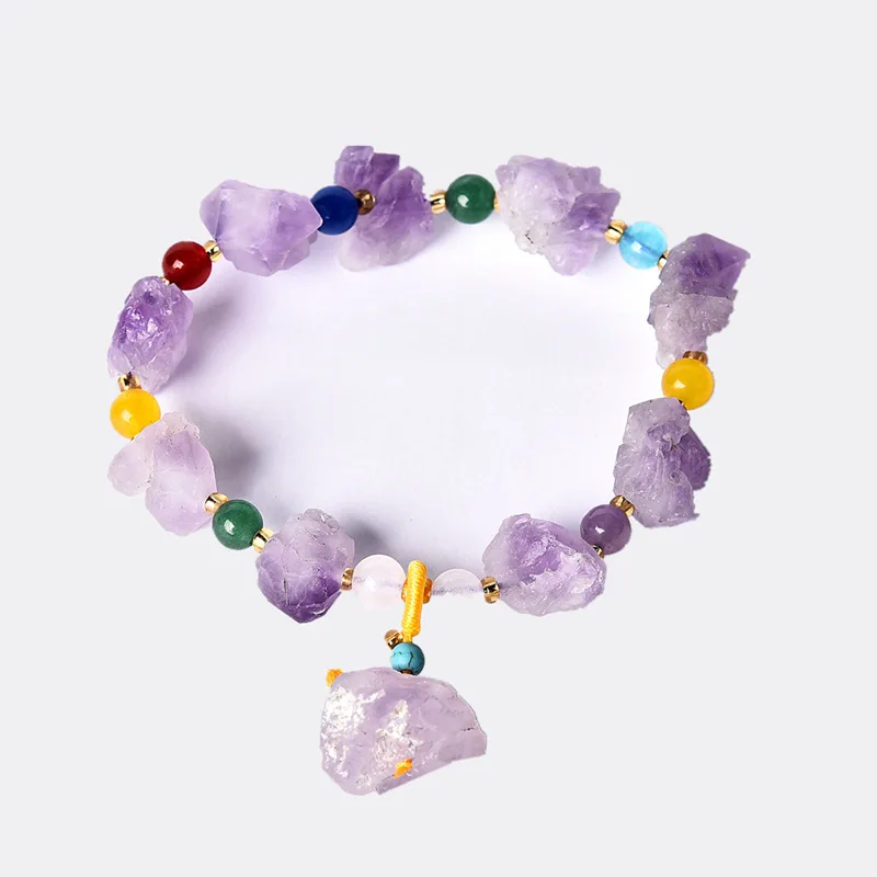

Natural Amethyst Irregular Bracelet Turquoise Crystal Beads Natural Stone styles Beaded Bracelets for Men Women Best Friends