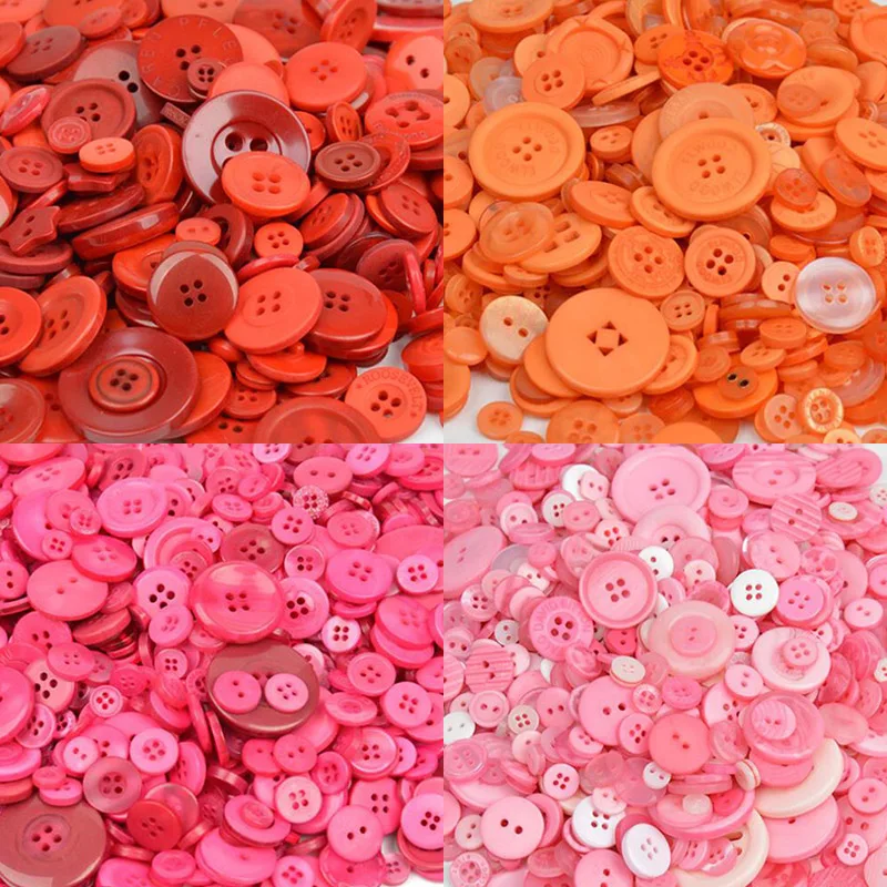 

600 pcs 2-holes /4-holes Round plastic button red series mixed color resin button clothing accessories for clothes DIY