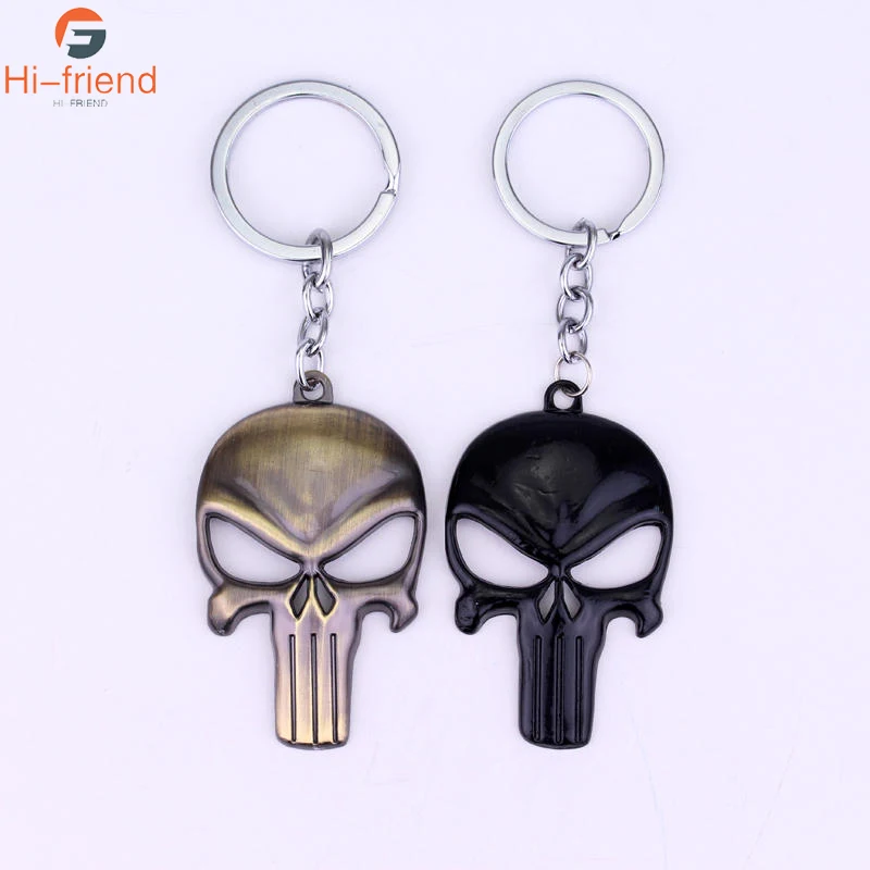 Marvel Punisher Skull Design Logo Alloy Keychain Key Chains Keyfob Keyring 