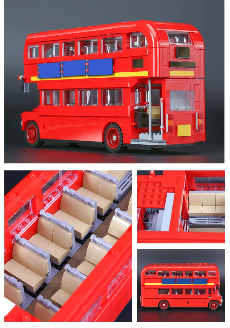 21045 создатель города Подлинная техническая серия Лондонский автобус набор строительных блоков Кирпичи детей Обучающие совместимы с 10258
