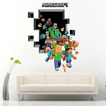 

3D Cartoon Steve Game Wall Stickers Mosaic game posters decoracion hogar moderno wall stickers for kids rooms