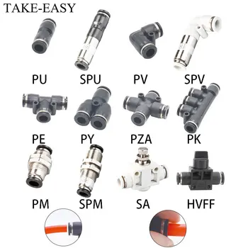 

TAKE-EASY Pneumatic Fittings 4/6/8/10/12/14/16 Mm Compressor Accessories Air Quick Pipe and Connectors Tube Connect Parts
