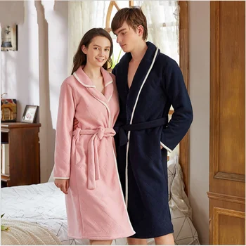 

2020 Winter Thicken Warm bathrobes Men kimono robes male Luxury Flannel bathrobe Male Long Sleeve collar home robes with belt