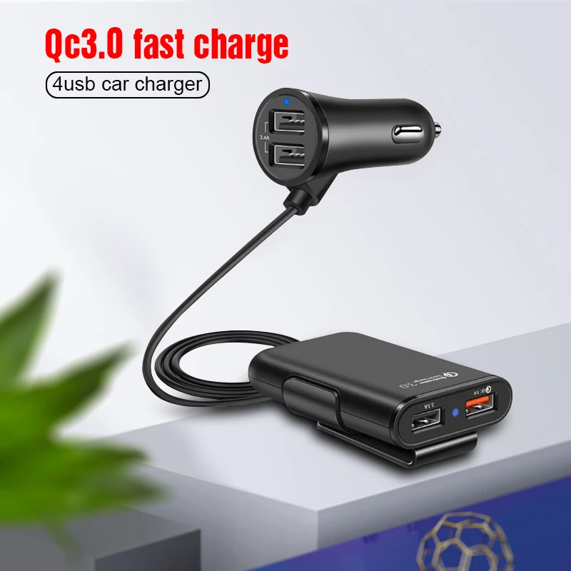 X157 быстрое зарядное устройство 4 порта USB Автомобильное зарядное устройство QC 3,0 быстрое зарядное устройство для мобильного телефона адаптер для путешествий автомобильные аксессуары для зарядки