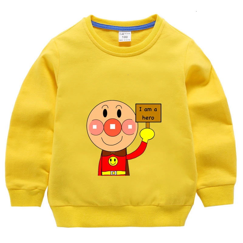 Boys Girls Anime Anpanman Funny Splicing color Kid Summer O-Neck Tops Children Cartoon T shirt Baby Sweatshirt - Цвет: as picture