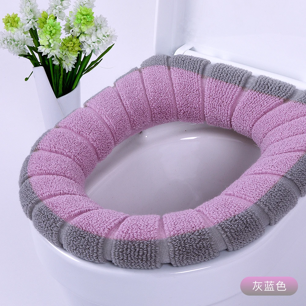 Двухцветная зимняя ванная комната туалет сидение для унитаза моющийся Мягкий теплый коврик покрытие подушка - Цвет: A6