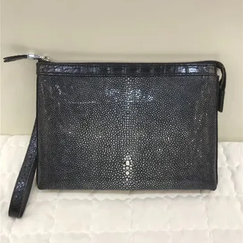 

Authentic Exotic Stingray Skin Businessmen Envelop Clutch Bag Large Card Holders Genuine Alligator Leather Male Wristlets Purse