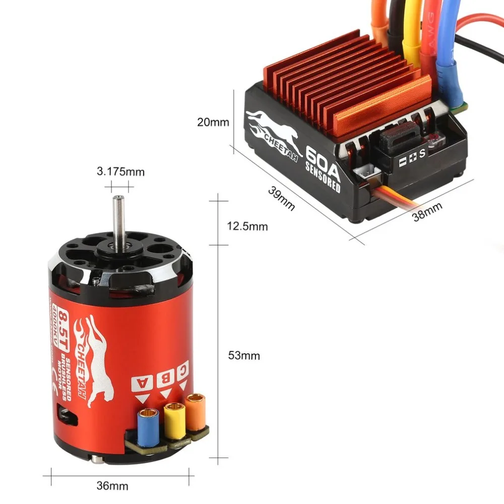 SKYRC 4000KV 8,5 T 2P сенсорный бесщеточный двигатель+ CS60 60A сенсорный ESC+ светодиодный набор карт для 1/10 1/12 RC багги автомобиль