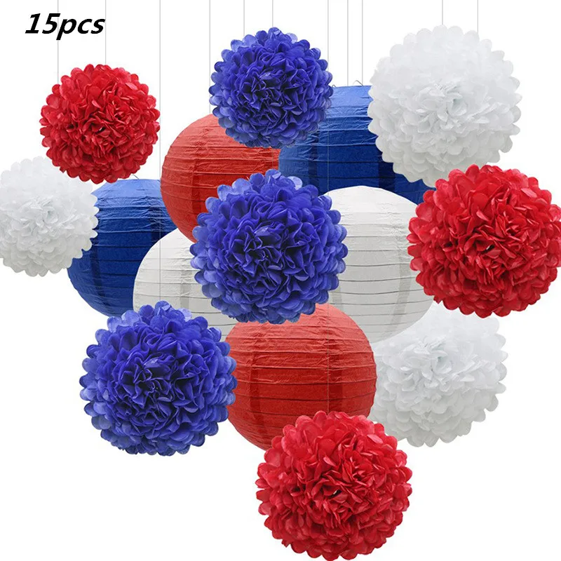15PCS Set WALMD милое детское украшение для душа 12 шт./компл. 20 25 см Цветочки из цветной бумаги Бумага помпонами шарики фонарики украшения для оформления вечеринок Свадебные туфли - Цвет: 15PCS Set